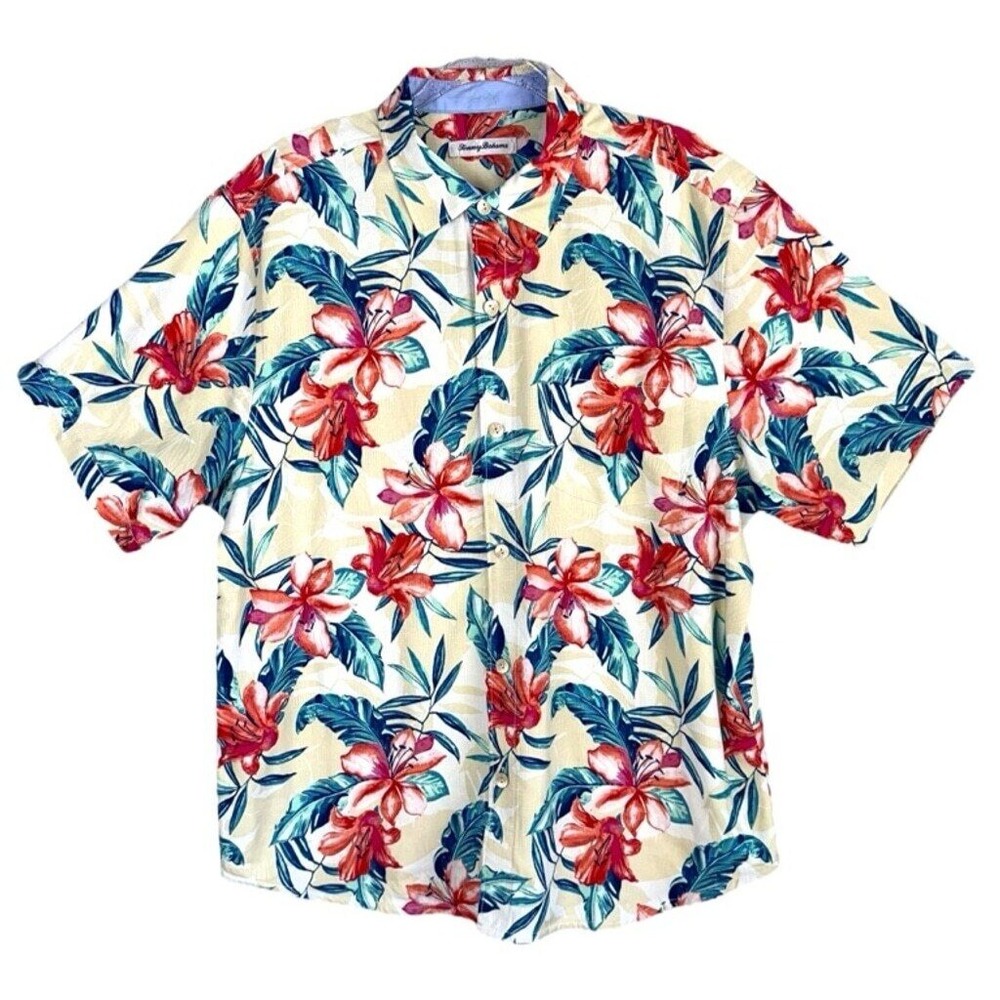 Tommy Bahama Mens Large‎ Short Sleeve Silk Tropical Shirt New